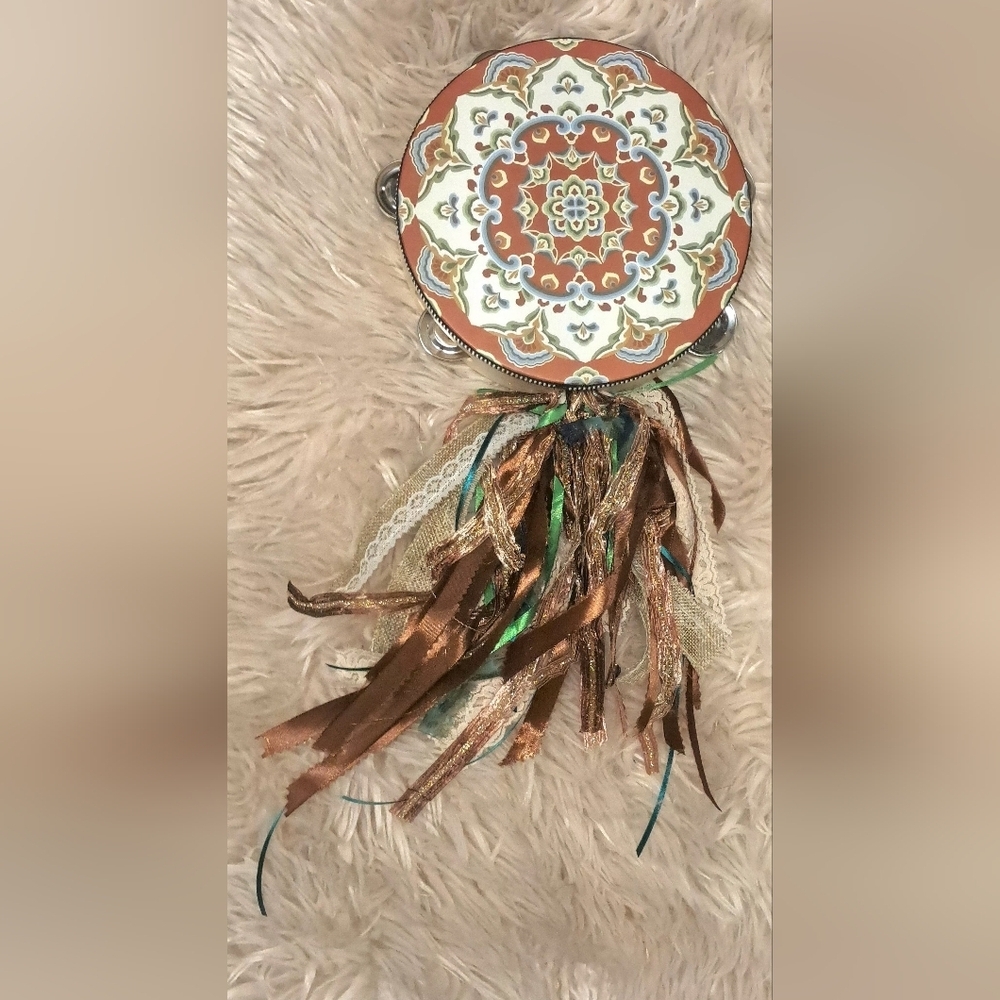 Hand Decorated 8" Festival Tambourine